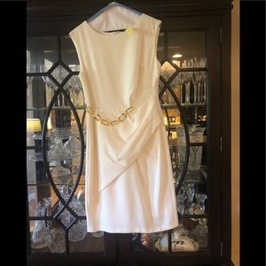 Off white Sheath Dress with gold chain detail